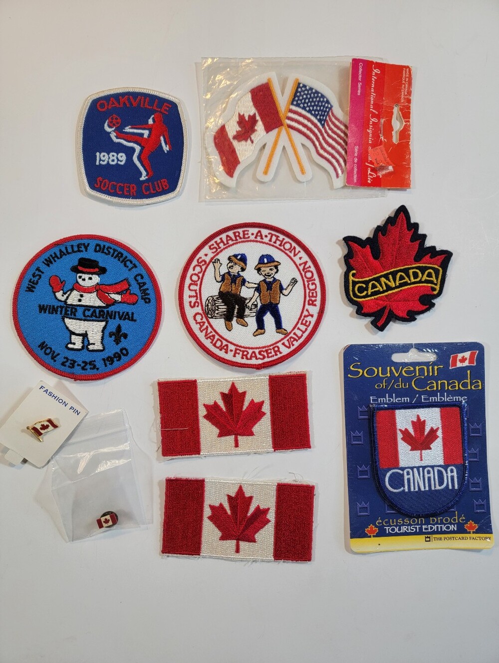Vintage Sew On Patch Pin Lot Canada Flag Scouts